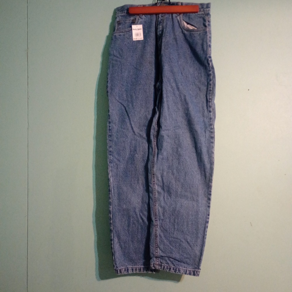 Rustic Denim Mens Authentic  Straight Leg Jeans Blue Medium Wash Waist 32 NEW